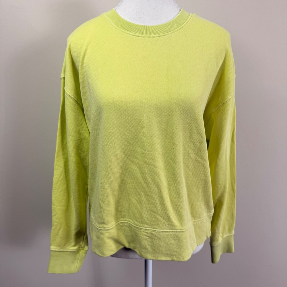 Perfectwhitetee Lime Yellow Cotton French Terry Crewneck Sweatshirt Small USA